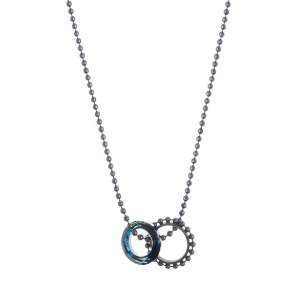 Zarte Graphitkette mit blauem Kristall aus der RAY ORSKA Schmuckkollektion