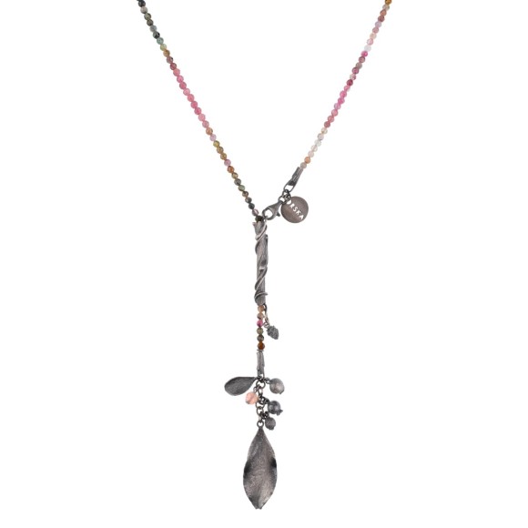 Lange Halskette aus bunten Turmalinen mit Silberanhängern aus der Bery-Kollektion, Orska Schmuck