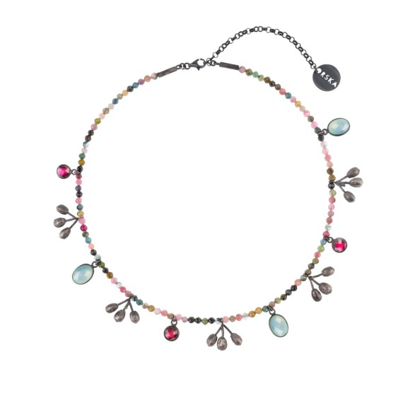 Silberkette mit bunten Natursteinen und Berberitzenfrüchten aus der Bery-Kollektion, Orska-Schmuck