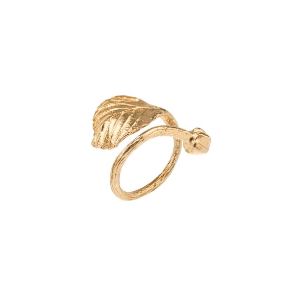 Ring mit einem Hainbuchenblatt und einer Flachsknospe aus der Bery ORSKA Kollektion