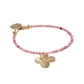 Armband mit rosa Turmalinen und einem goldenen Kleeblatt-Anhänger ORSKA
