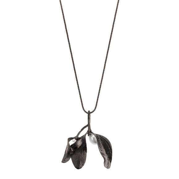 Graphit-Mistelzweig mit Perle an einer Kette aus der Bery-Kollektion - ORSKA Schmuck