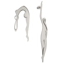 Asymmetrische Silberohrringe mit Frauensilhouetten aus der Body Kollektion