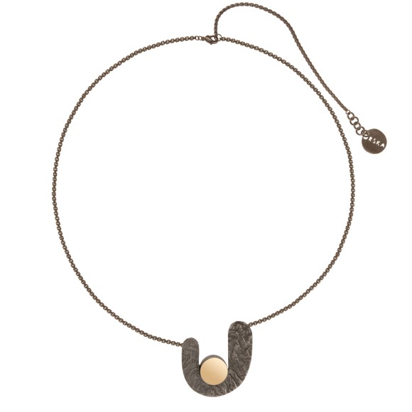 Künstlerische Halskette aus Messing aus der MOON Kollektion von ORSKA Schmuck