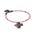 Armband mit rosa Turmalinen und einem dunklen Kleeblatt-Anhänger ORSKA