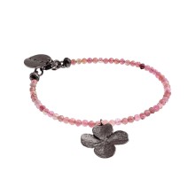 Kleeblatt-Armband aus rosa Turmalin und Graphit