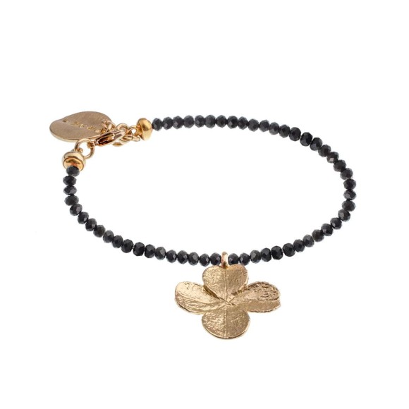 Armband mit Onyx und goldenem Kleeblatt ORSKA Schmuck
