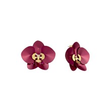 Kleine Amaranth-Orchideen-Ohrringe aus der Plantis Kollektion