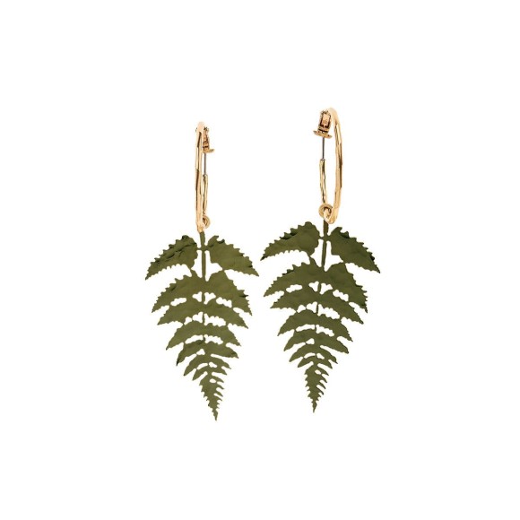 Goldene Creolen mit grünen Farnblättern aus der Plantis ORSKA Kollektion