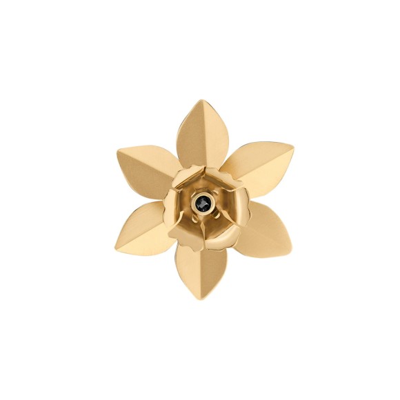 Goldene Narzissen- und Onyx-Anstecknadel - ORSKA Schmuck