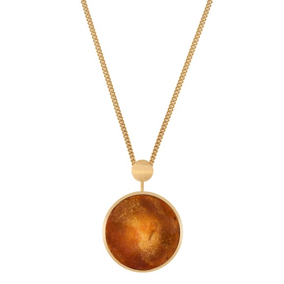 Lange Goldkette mit Cognac-Bernstein ORSKA Schmuck