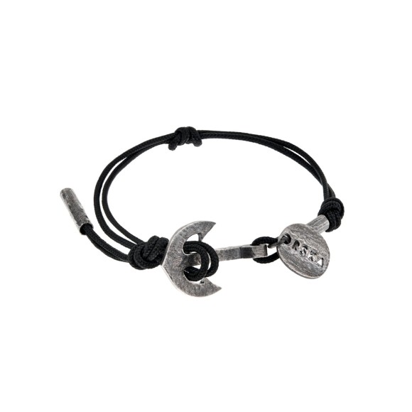 Silbernes Herrenarmband an einer Schnur mit einem ORSKA-Anker