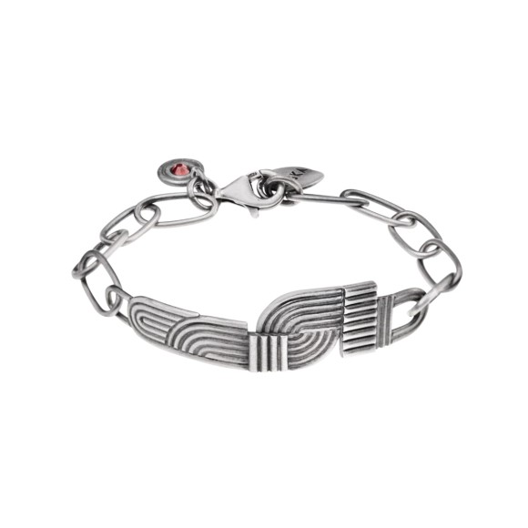 Silbernes Kettenarmband mit rotem Kristall aus der Holos-Kollektion HOA48-1 ORSKA