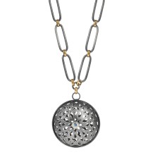 Lange Halskette mit rundem Anhänger und Zirkonen aus der Morocco Kollektion