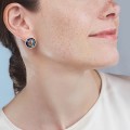 Runde goldene Ohrringe mit Swarovski-Kristallen INK28-6 ORSKA