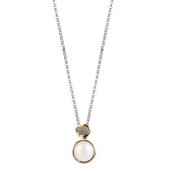 Silberkette mit Perle und Rohdiamant aus der Verum VRN112-2 ORSKA Kollektion