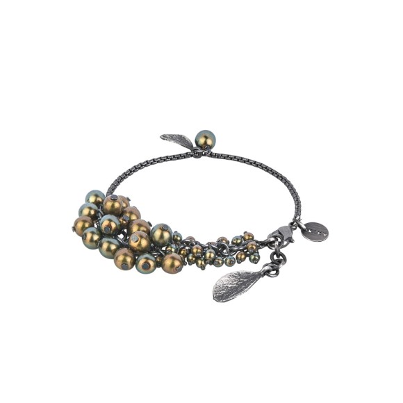 Graphitarmband mit grünen Perlen und Swarovski-Kristallen aus der Ber BEA42-6 ORSKA-Kollektion