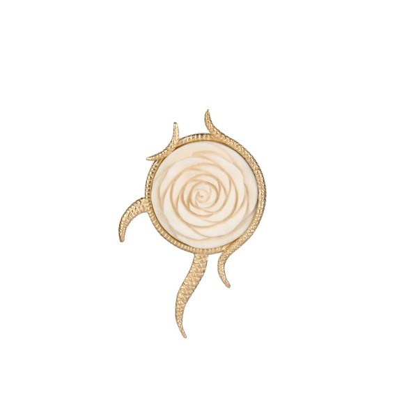 Original-Anstecknadel mit geschnitzter Rose aus der Kembali-Kollektion KEB34-1 ORSKA