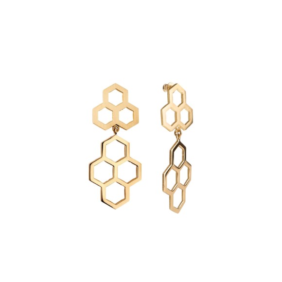 Durchbrochene goldene Ohrstecker aus der Apis-Kollektion