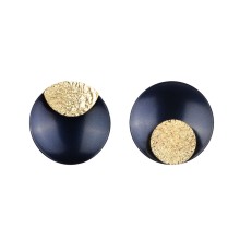 Runde, marineblaue und goldene Ohrringe aus der Tache Kollektion