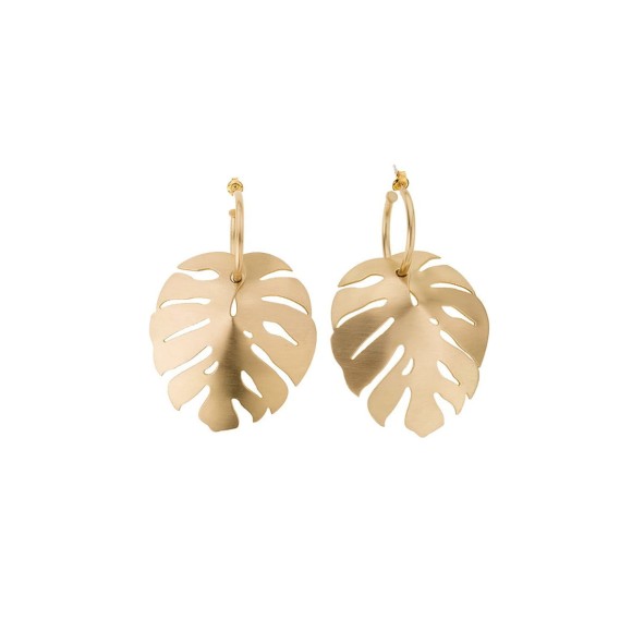 Hängende Messingohrringe in Form eines Monsterablattes aus der Plantis-Kollektion - ORSKA Schmuck