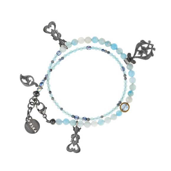Doppelarmband mit blauen Natursteinen aus der Marokko-Kollektion MRA56-1 ORSKA