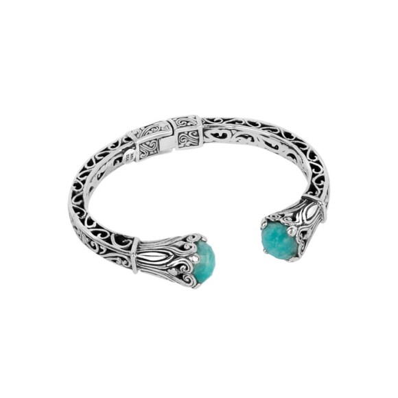 Silberarmband mit floraler Dekoration und blauen Amazoniten aus der Duo-Kollektion