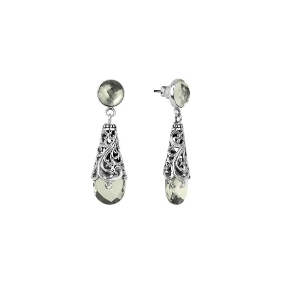 Silberne hängende Ohrstecker mit Amethysten aus der Duo-Kollektion