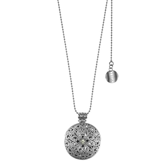 Silberkette mit dekorativem Anhänger und Amethyst aus der Duo-Kollektion