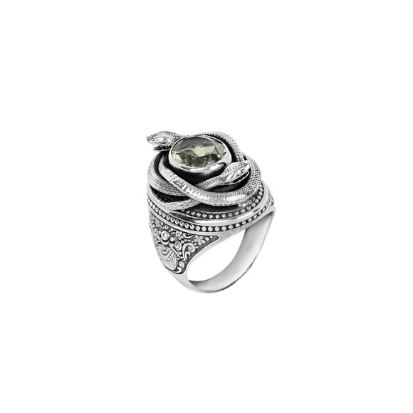 Silberring mit Schlangen und Amethyst aus der Duo-Kollektion