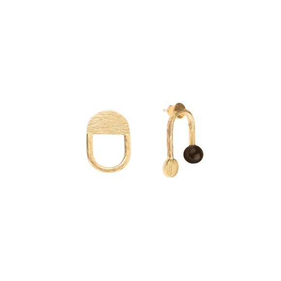 GEK24-2 Goldene Onyx-Ohrringe aus der Gelato-Kollektion im Boho-Stil