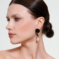 Asymmetrische Ohrringe mit Onyx und Perlen PRK46-1 ORSKA