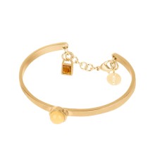 Starres, vergoldetes Armband mit zwei Bernsteinen aus der Baltica Kollektion