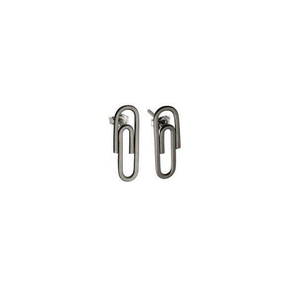 Handgefertigte Silberohrringe in Form einer Büroklammer am Ohrstecker aus der Machina Kollektion - MHK19 - Orska Schmuck