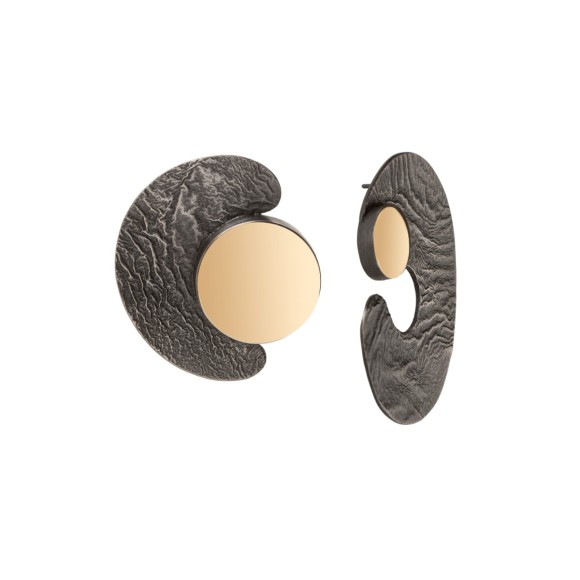 Künstlerische, handgefertigte Ohrringe aus der MOON MOK28-1 OKSYD Kollektion von ORSKA Jewelry