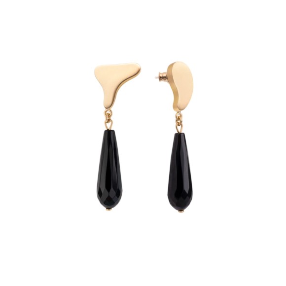 PRK42-1 Vergoldete Ohrringe mit länglichem Onyx aus der Parer-Kollektion