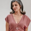 Asymmetrische, lange Halskette mit rundem Kristall aus der Julia JN78-1 ORSKA Kollektion