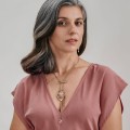 Vergoldete Halskette - Krawatte mit rundem Kristall aus der Julia JN68-2 ORSKA Kollektion