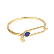 Geometrisches goldenes Lapislazuli-Armband aus der Orini Kollektion