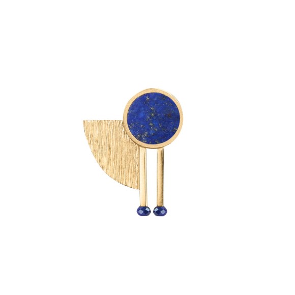 Asymetryczny pozłacany pin z lapis lazuli z kolekcji Orini