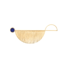 Lange, goldene Lapislazuli-Broschüre aus der Orini Kollektion
