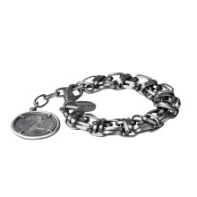 Graphitarmband mit Münzanhänger aus der Vintage Kollektion