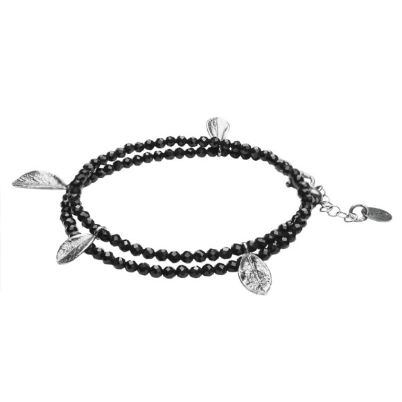 Armband aus schwarzen Natursteinen mit dunklen Anhängern aus der Bery Kollektion BEA41-1 ORSKA Schmuck