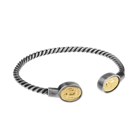 Silbernes, starres Armband mit einem Steinbock aus der Semios-Kollektion SMA66-1