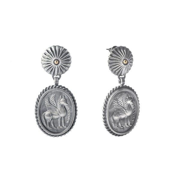 Silberohrringe mit Pegasus aus der Semios SMK58-1 Kollektion