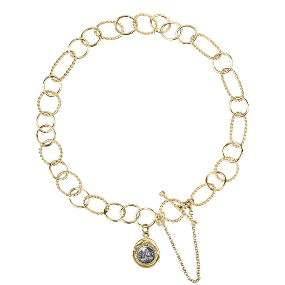 Künstlerische vergoldete Halskette mit dekorativem Anhänger aus der Semios SMN52-1 Kollektion - ORSKA Schmuck