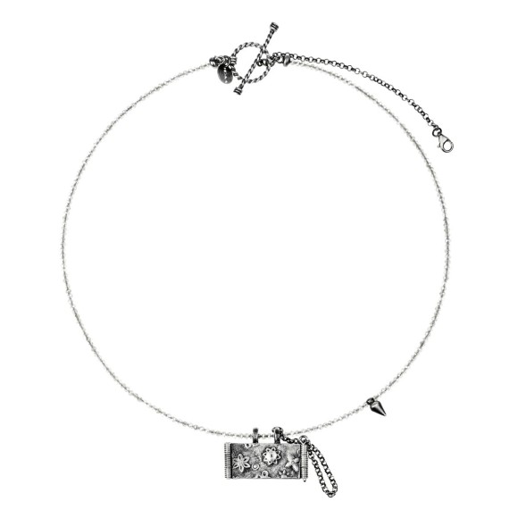 Silbernes Amulett an einer Kette aus Labradoriten aus der Semios SMN86-1-Kollektion
