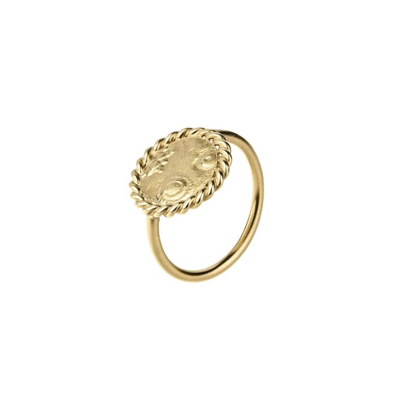 Vergoldeter Ring mit dekorativem Medaillon aus der Semios SMP34-1 Kollektion