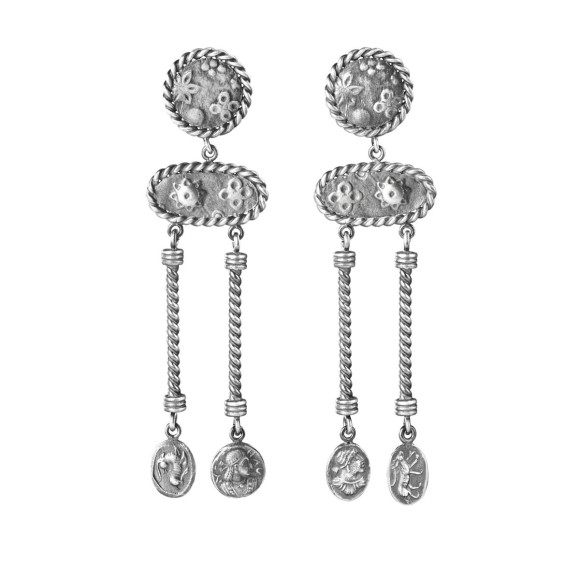 Lange Silberohrringe mit Medialonfragmenten aus der Semios SMK78-1-Kollektion - ORSKA-Schmuck