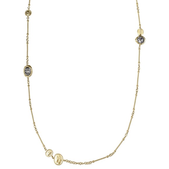 Lange, vergoldete Halskette mit Siegeln aus der Semios SMN98-2 Kollektion - ORSKA Kunstschmuck
